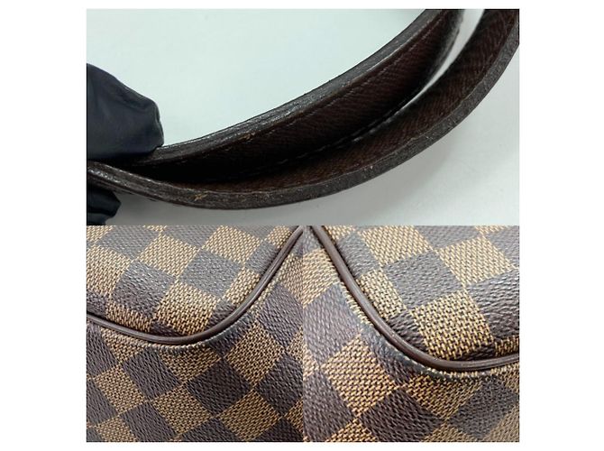Borsa a spalla Louis Vuitton Damier Belem MM Marrone Beige - vista 7