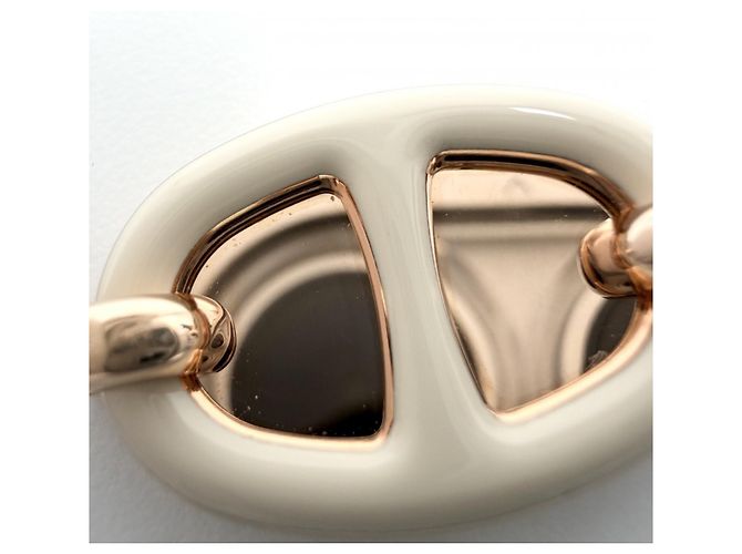 Hermès Halskette für Damen mit Mini Maillon PM Chaine d'Ancre Anhänger Weiß Golden - Ansicht 6