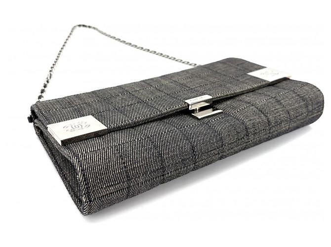 Borsa a tracolla in denim grigio Chanel Marrone - vista 3