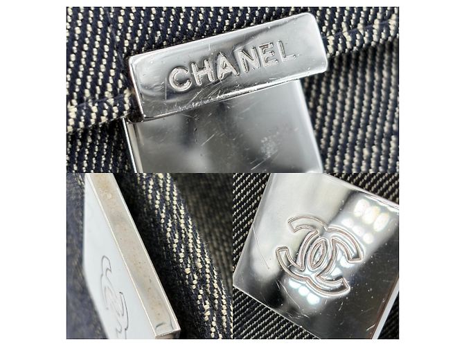 Borsa a tracolla in denim grigio Chanel Marrone - vista 8