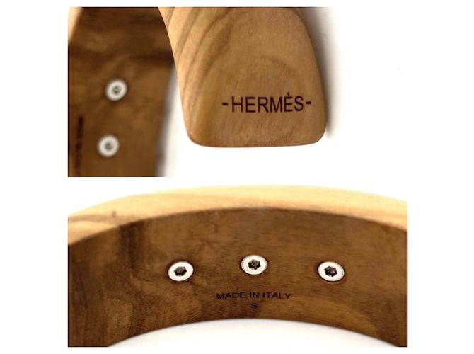 Hermès Bracciale rigido in legno Hermes Collier de Chien Marrone - vista 3