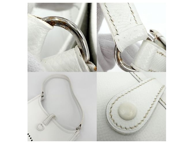 Hermès Borsa a tracolla corta Hermes Evelyne 16 TPM Bianco - vista 9