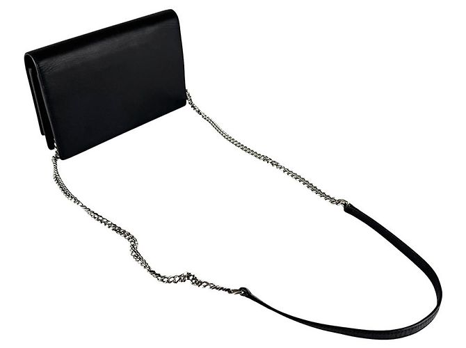 Borsa a tracolla in pelle nera Saint Laurent Nero - vista 10