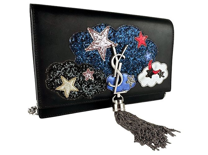 Borsa a tracolla in pelle nera Saint Laurent Nero - vista 11