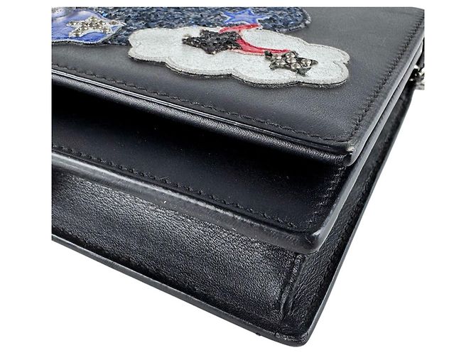 Borsa a tracolla in pelle nera Saint Laurent Nero - vista 9