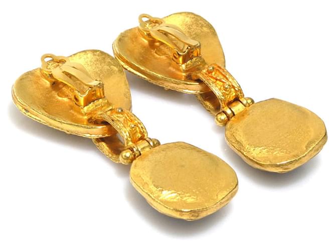 Orecchini a clip Chanel rosso scuro e oro D'oro Bordò - vista 5