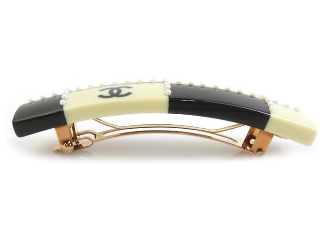 Chanel Haarspange - Coco Mark Design Schwarz Golden Roh - Ansicht 2