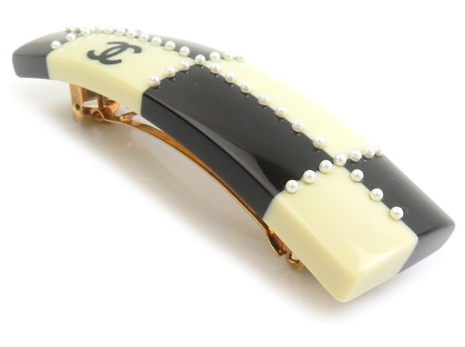 Chanel Haarspange - Coco Mark Design Schwarz Golden Roh - Ansicht 3