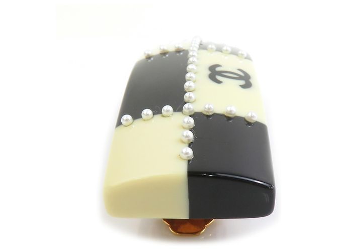 Chanel Haarspange - Coco Mark Design Schwarz Golden Roh - Ansicht 4