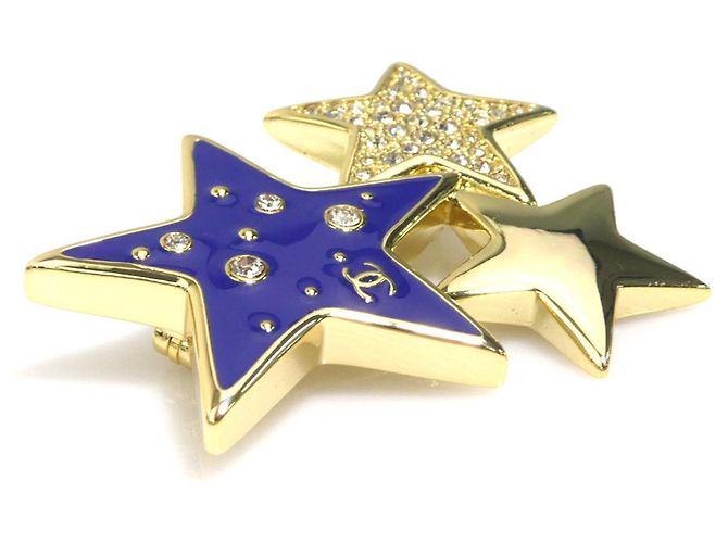 Chanel Coco Mark Star Brosche Silber Blau Golden Marineblau - Ansicht 2