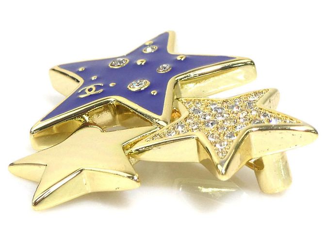 Chanel Coco Mark Star Brosche Silber Blau Golden Marineblau - Ansicht 3