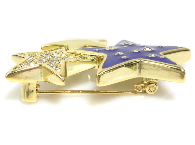 Chanel Coco Mark Star Brosche Silber Blau Golden Marineblau - Ansicht 4