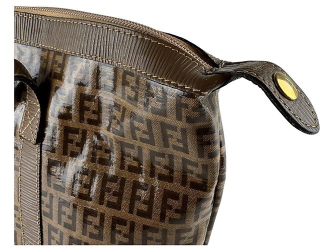 Borsa a tracolla in pelle Fendi Zucchino Marrone - vista 7