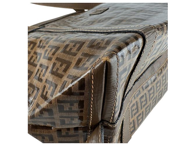 Borsa a tracolla in pelle Fendi Zucchino Marrone - vista 8