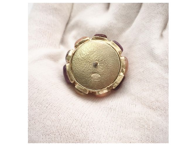 Chanel Coco Mark Brosche mit farbigem Stein Mehrfarben Golden - Ansicht 7