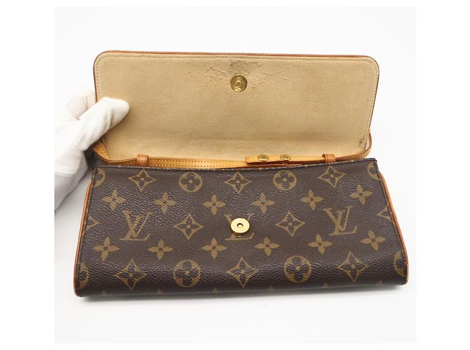 Louis Vuitton Monogram Pochette Twin GM M51852 Borsa a Spalla Marrone - vista 11