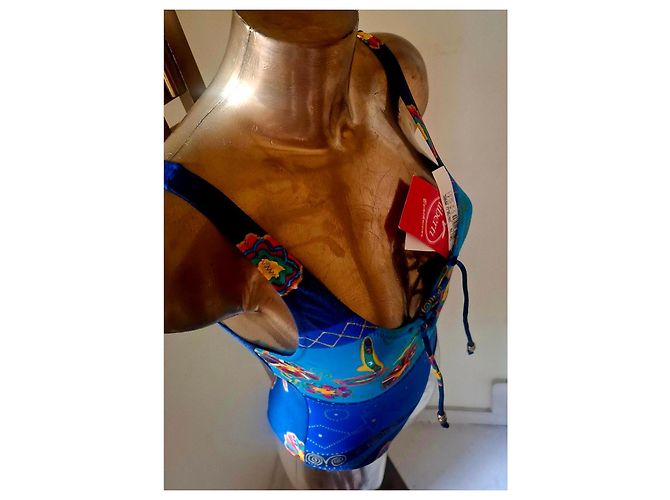Autre Marque Liberti Beachwear einteiliger Badeanzug in Blau mit Blumenprint - Ansicht 13