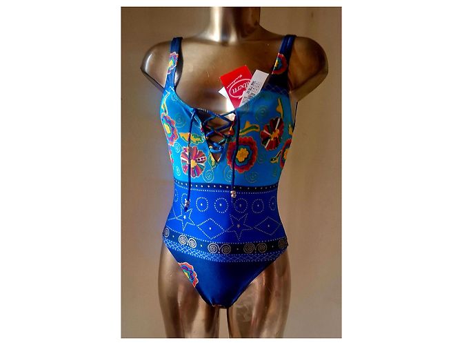 Autre Marque Liberti Beachwear einteiliger Badeanzug in Blau mit Blumenprint - Ansicht 3