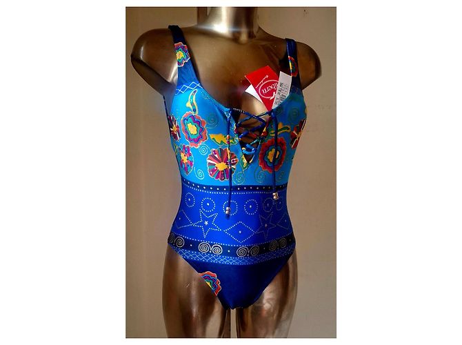 Autre Marque Liberti Beachwear einteiliger Badeanzug in Blau mit Blumenprint - Ansicht 4