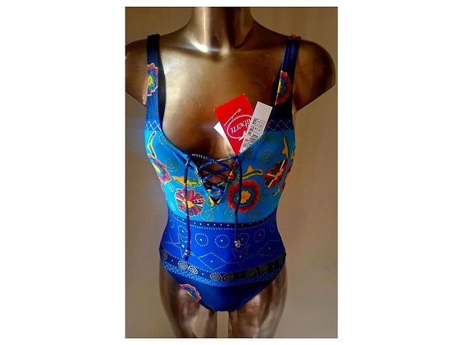 Autre Marque Liberti Beachwear einteiliger Badeanzug in Blau mit Blumenprint - Ansicht 5