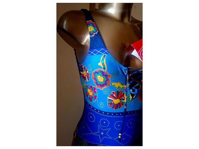 Autre Marque Liberti Beachwear einteiliger Badeanzug in Blau mit Blumenprint - Ansicht 7
