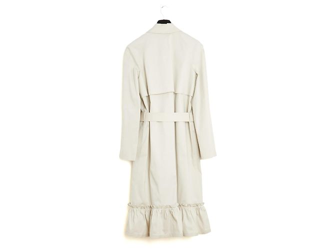 Burberry JW Anderson Impermeable FR36 38 Trench Coat de Algodón con Volantes y Cinturón Beige UK8 US4 - vista 5