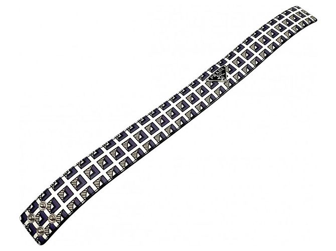 Collana choker in pelle Prada Nero Bianco - vista 3