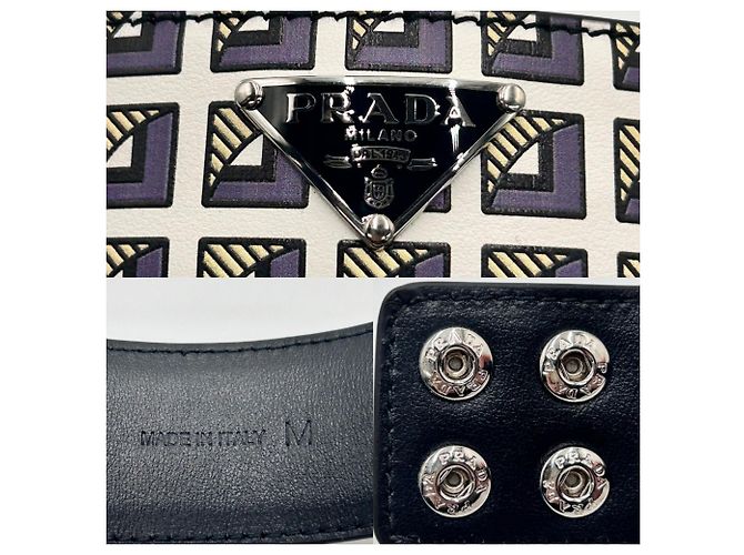 Collana choker in pelle Prada Nero Bianco - vista 5