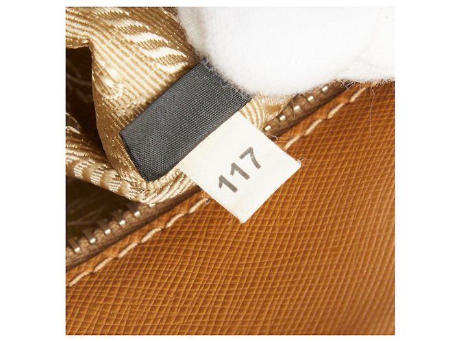Borsa Tote con Placca Logo Triangolo Prada Marrone - vista 11