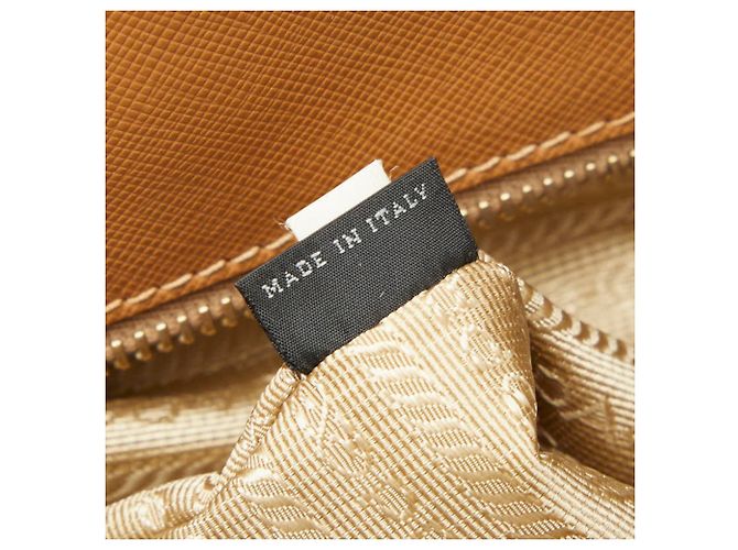 Borsa Tote con Placca Logo Triangolo Prada Marrone - vista 12