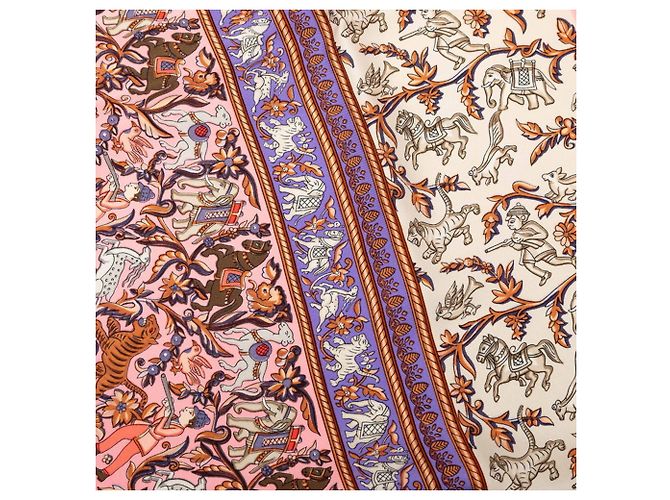 Foulard Hermès Carre 90 CHASSE EN INDE Rosa Multicolore - vista 3