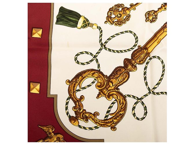 Hermès Hermes Carre 90 LES CLES THE KEYS Lenço de seda Vermelho Multicor - vista 4