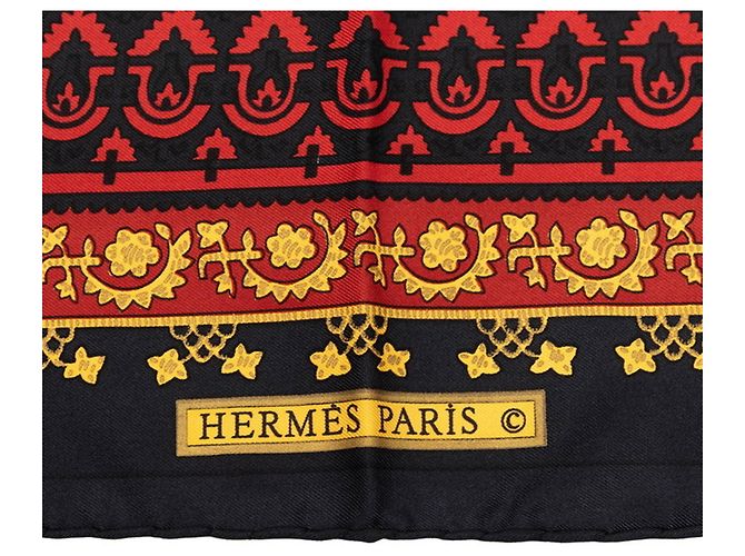 Hermès Hermes Carre 90 Brins d’or Golden Branch Scarf Nero - vista 6
