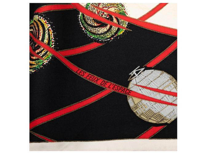 Foulard Hermès Carre 90 LES FEUX DE LESPACE Nero Multicolore - vista 3