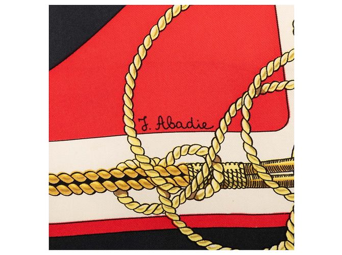 Hermès Hermes Carre 90 Chateau de Arriere Sciarpa Nero Rosso - vista 5