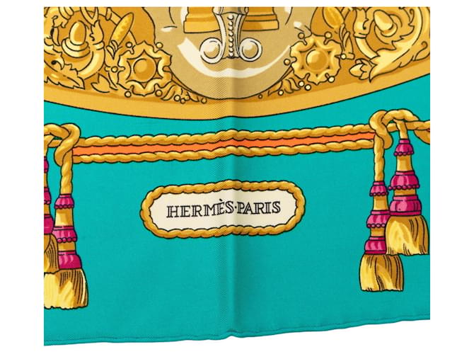 Hermès Hermes Carre 90 LES RUBANS DU CHEVAL Sciarpa Blu Multicolore - vista 6