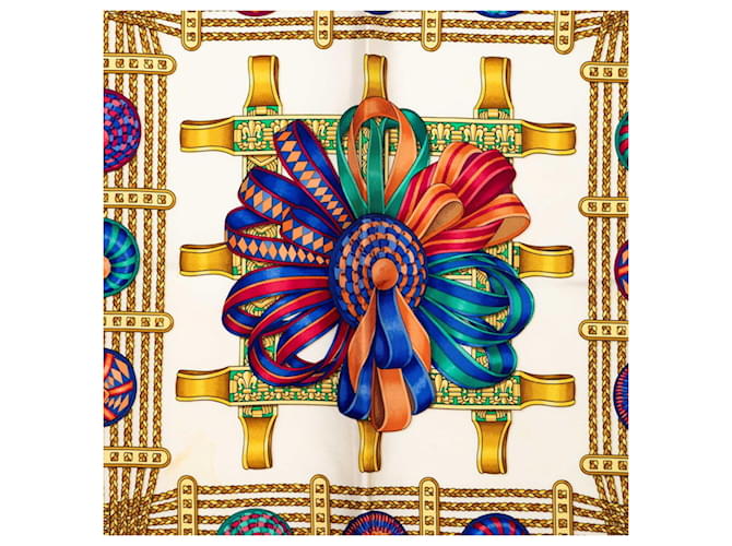 Hermès Hermes Carre 90 LES RUBANS DU CHEVAL Sciarpa Multicolore Blu navy - vista 3