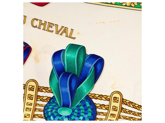 Hermès Hermes Carre 90 LES RUBANS DU CHEVAL Sciarpa Multicolore Blu navy - vista 4