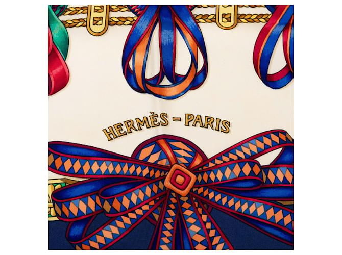 Hermès Hermes Carre 90 LES RUBANS DU CHEVAL Sciarpa Multicolore Blu navy - vista 8