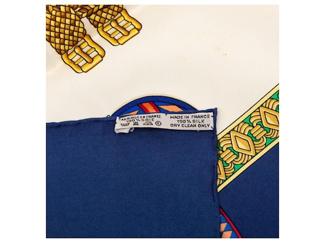 Hermès Hermes Carre 90 LES RUBANS DU CHEVAL Sciarpa Multicolore Blu navy - vista 9