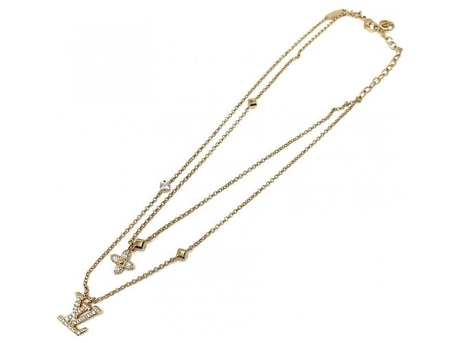 Collana Louis Vuitton in oro con strass D'oro - vista 5