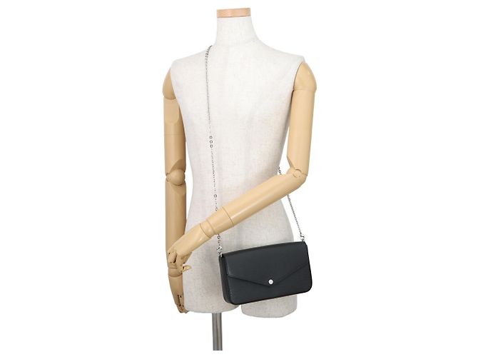 Pochette portafoglio con catena in pelle Epi Louis Vuitton Nero - vista 4