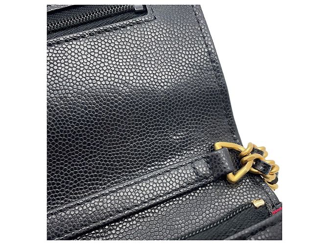 Portafoglio con catena in pelle di vitello martellata nera Chanel Nero - vista 10