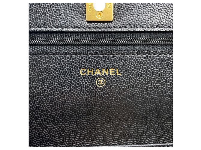 Portafoglio con catena in pelle di vitello martellata nera Chanel Nero - vista 15