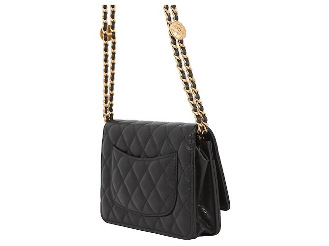 Portafoglio con catena in pelle di vitello martellata nera Chanel Nero - vista 2