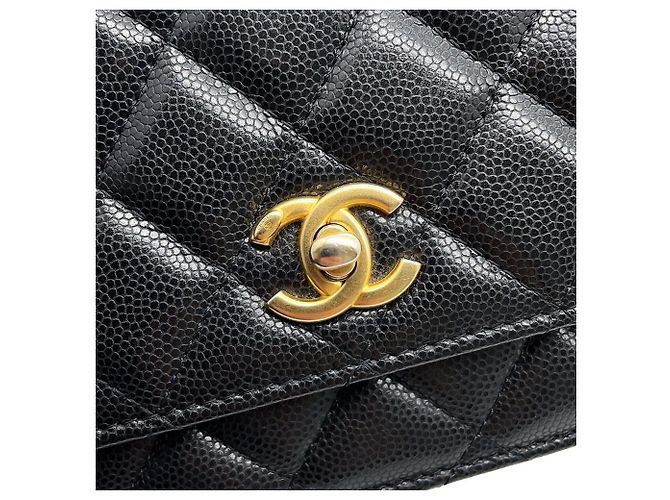 Portafoglio con catena in pelle di vitello martellata nera Chanel Nero - vista 7