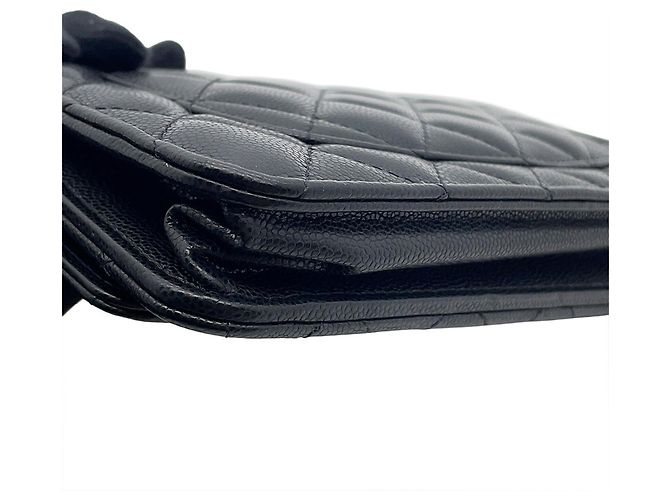 Portafoglio con catena in pelle di vitello martellata nera Chanel Nero - vista 8
