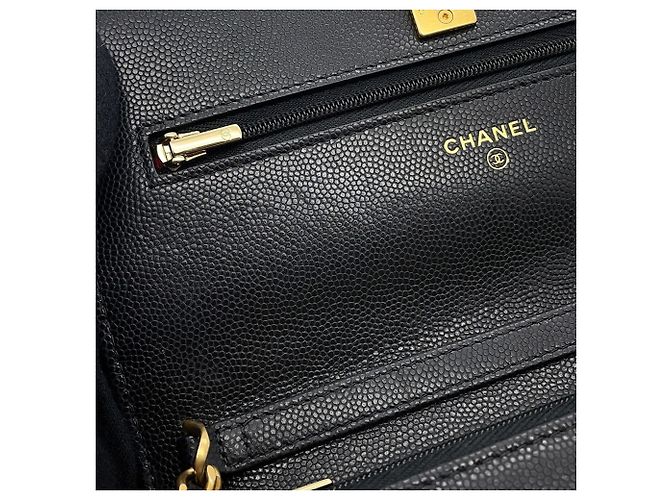 Portafoglio con catena in pelle di vitello martellata nera Chanel Nero - vista 9