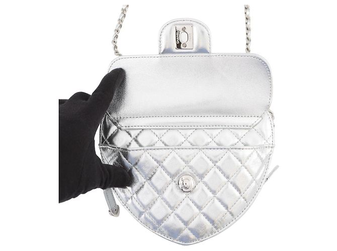 Borsa a tracolla con catena Chanel Argento - vista 5