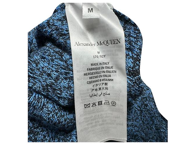 Alexander Mcqueen Strickmidi-Kleid aus blauer Wolle mit Schmuckkragen - Ansicht 6